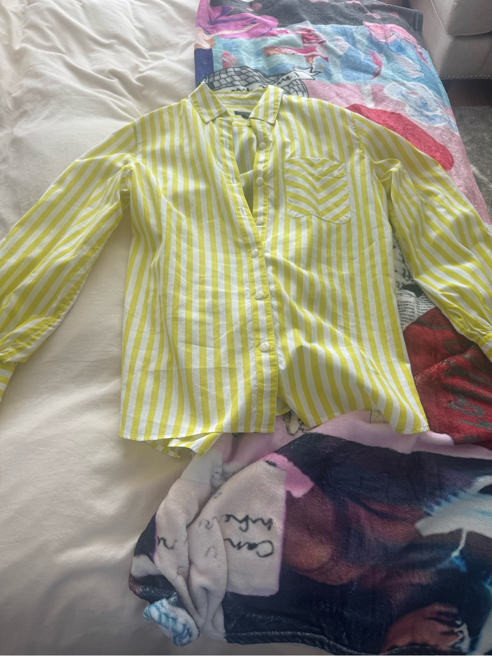 Rag and Bone yellow and white striped collar shirt.